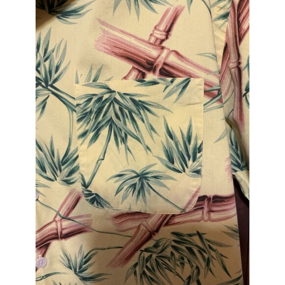 Vintage Polo Sport Ralph Lauren Shirt Men's Medium Button Up Bamboo Print Yellow - Picture 2 of 5